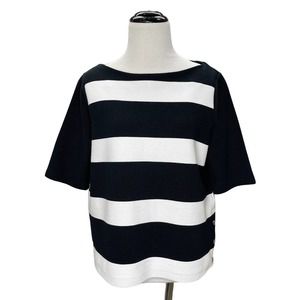 Lauren Ralph Lauren Black White Stripe Blouse Top Size M